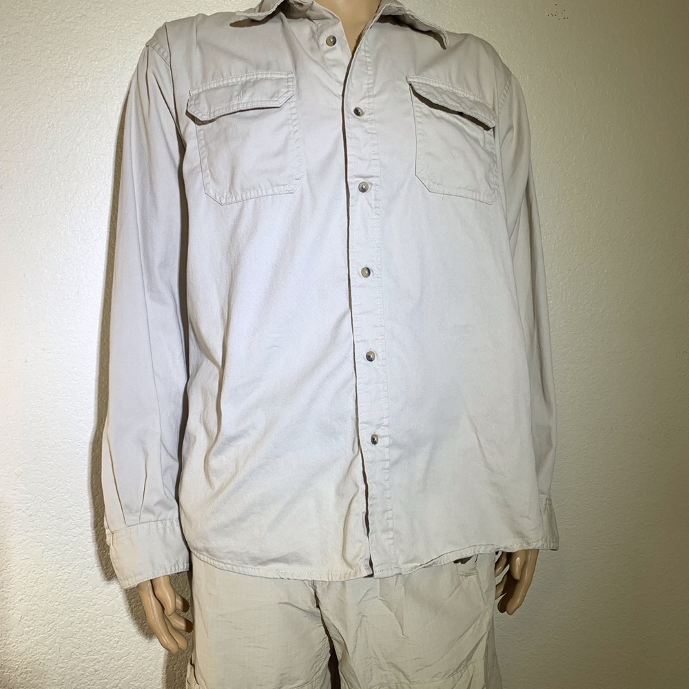 Wrangler Sand color long sleeve shirt.